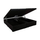 Base Box com Baú de Casal Queen Corino Preto (Bi partida)