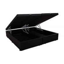 Base Box com Baú de Casal Queen Corino Preto (Bi partida)