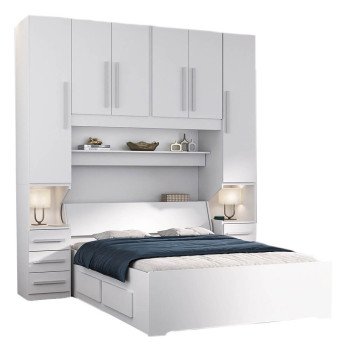 Guarda-roupa de Casal com Cama Bau Padrão 1220 Branco 