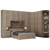 Guarda-Roupa de Canto Casal Completo e com Cama Baú 1222 Castanho