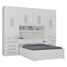 Guarda-roupa de Casal com Cama Bau 1223 Branco