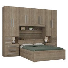 Guarda-roupa de Casal com Cama Bau 1223 Castanho
