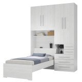 Guarda-Roupa de Solteiro com Cama 1225D Carvalho Claro