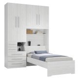 Guarda-Roupa de Solteiro com Cama 1225E Carvalho Claro
