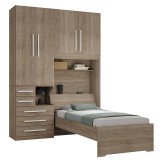 Guarda-Roupa de Solteiro com Cama 1225E Castanho