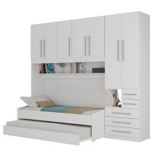 Guarda Roupa de Solteiro com 2 Camas 1326D Branco