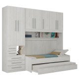 Guarda Roupa de Solteiro com 2 Camas 1326E Carvalho Claro