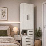 Guarda-Roupa De 2 Portas Com Mesa de Cabeceira 1224 Direito Carvalho Claro
