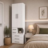 Guarda-Roupa De 2 Portas Com Mesa de Cabeceira 1224 Esquerdo Branco