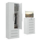 Guarda-Roupa de Solteiro 2 Portas Modular 1303 Branco