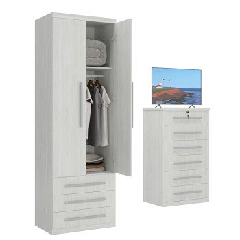 Guarda-Roupa de Solteiro 2 Portas Modular 1303 Carvalho