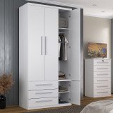 Guarda-Roupa de Solteiro 3 Portas com Sapateira 1307 Branco
