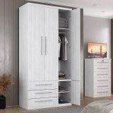 Guarda-Roupa de Solteiro 3 Portas com Sapateira 1307 Carvalho
