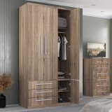 Guarda-Roupa de Solteiro 3 Portas com Sapateira 1307 Castanho