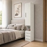 Guarda-Roupa Modular 1p Com Mesa de Cabeceira 1416 Direito Carvalho Claro