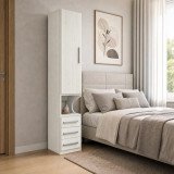 Guarda-Roupa Modular 1p Com Mesa de Cabeceira 1416 1416 Esquerdo Carvalho Claro