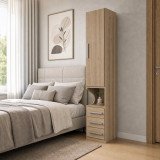 Guarda-Roupa Modular 1p Com Mesa de Cabeceira 1416 1416 Direito Castanho